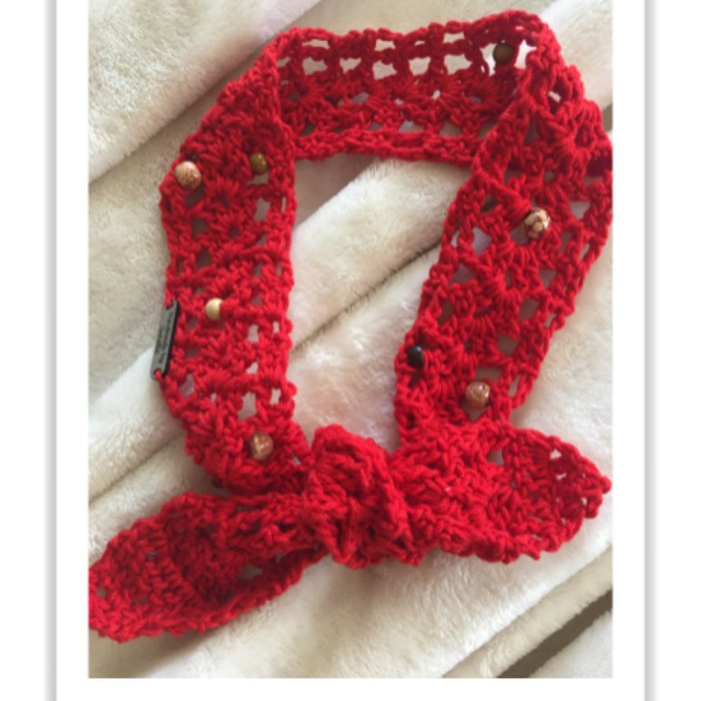 Hand Crafted Catalina Beaded Summer Headband - Red